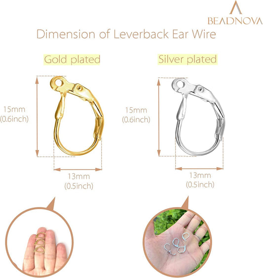 Leverback Earring Hooks 80pcs French Ear Wire Lever Back Earwire for Jewelry Making Crafting (Gold and Silver)