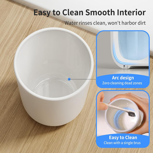 Toothbrush Cup 13oz 380ml, Unbreakable Reusable Bathroom Tumbler 2Pcs, Non-Slip Plastic Bathroom Cup Toothbrush Holders for Bathroom White