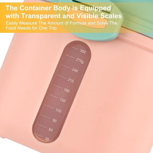 Baby Formula Dispenser On The Go, Portable Milk Powder Formula Dispenser with Scoop,Formula Containers for Travel Hold 12.7oz/360g Formula, Pink
