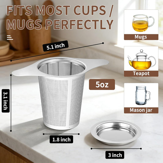 Tea infuser,Stainless Steel Tea Steeper and Strainer, Tea Strainers for Loose Tea - Reusable Durable Infuser for Brewing Tea and Coffee
