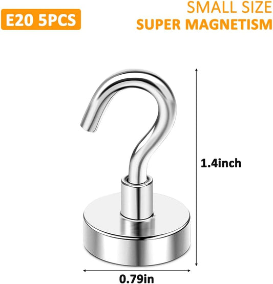 5pcs 25lbs Magnetic Hooks, Refrigerator Magnets, Extra Strong Cruise Hook for Hanging, Adhesive Hooks, No Drilling