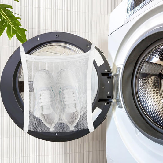 2 Pack Sneaker Dryer Bag 15.7x15.7 Inch Dry Net Bag for Dryer with Zipper and Strap for Shoes, White Large HoneyComber Mesh Bags for Washing Machine