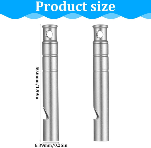 2 Silver Double Loop Whistles for Camping Hiking Pet Training Sports.