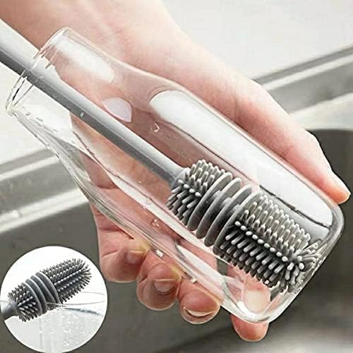 Silicone Bottle Brush - Hygienic Cleaner for Baby Bottles, Drink Bottles & Vases - Scratch Resistant - 1 Piece.