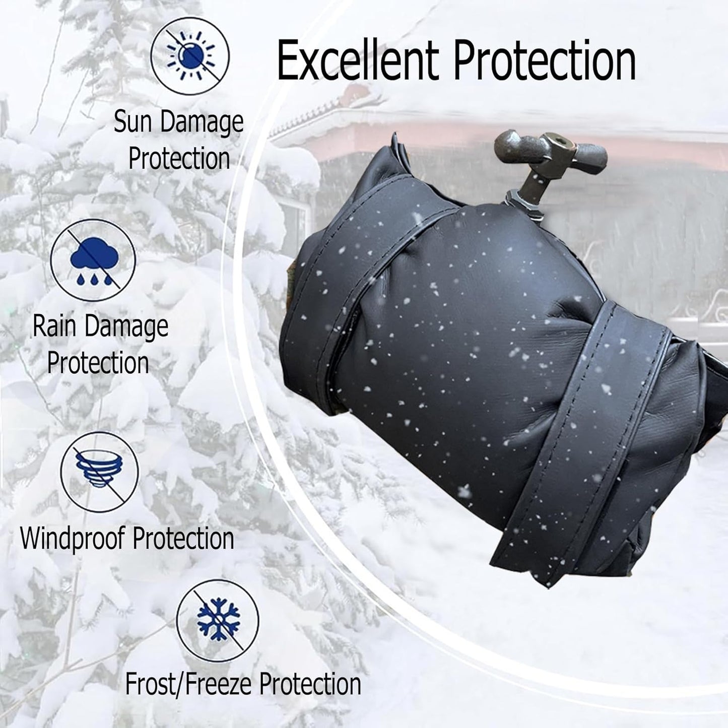 2 Pack Black Outdoor Faucet Cover Winter Freeze Protection Waterproof Insulated Garden Tap Sleeve Universal Cold Weather Shield.