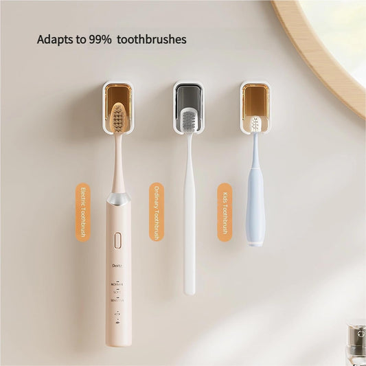 2 Pack Toilet Brush Holder with Lid No Drilling Waterproof Dustproof Bathroom Wall Mounted.