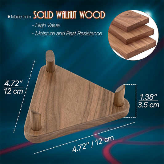 Premium Wooden Ball Display Stand Solid Walnut Wood Basketball Rugby Football Holder Triangular Autograph Sports Souvenir Display.