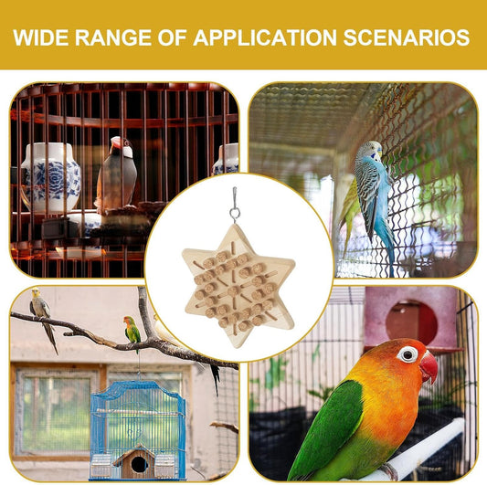 Portable Bird Cage Toy Parrot Chew Plug - Natural Cork Wooden Toy with Tiger Skin Texture for African Grey Timneh Congo Parrots.