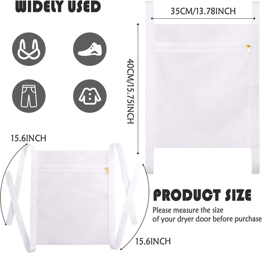 White Sports Shoe Washing and Drying Mesh Bag with Zipper and Straps - Durable Honeycomb Net Bag for Shoes Clothing Laundry - Reusable.