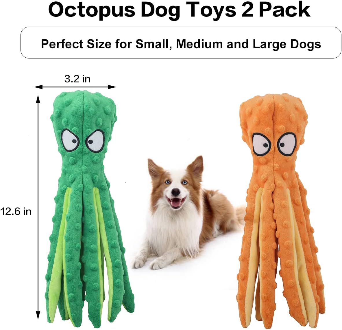 2-Pack Squeaky Plush Dog Toys for Chewers Puppy Teething Durable Interactive Chew Toys for Small Medium Large Dogs Training and Boredom Relief.