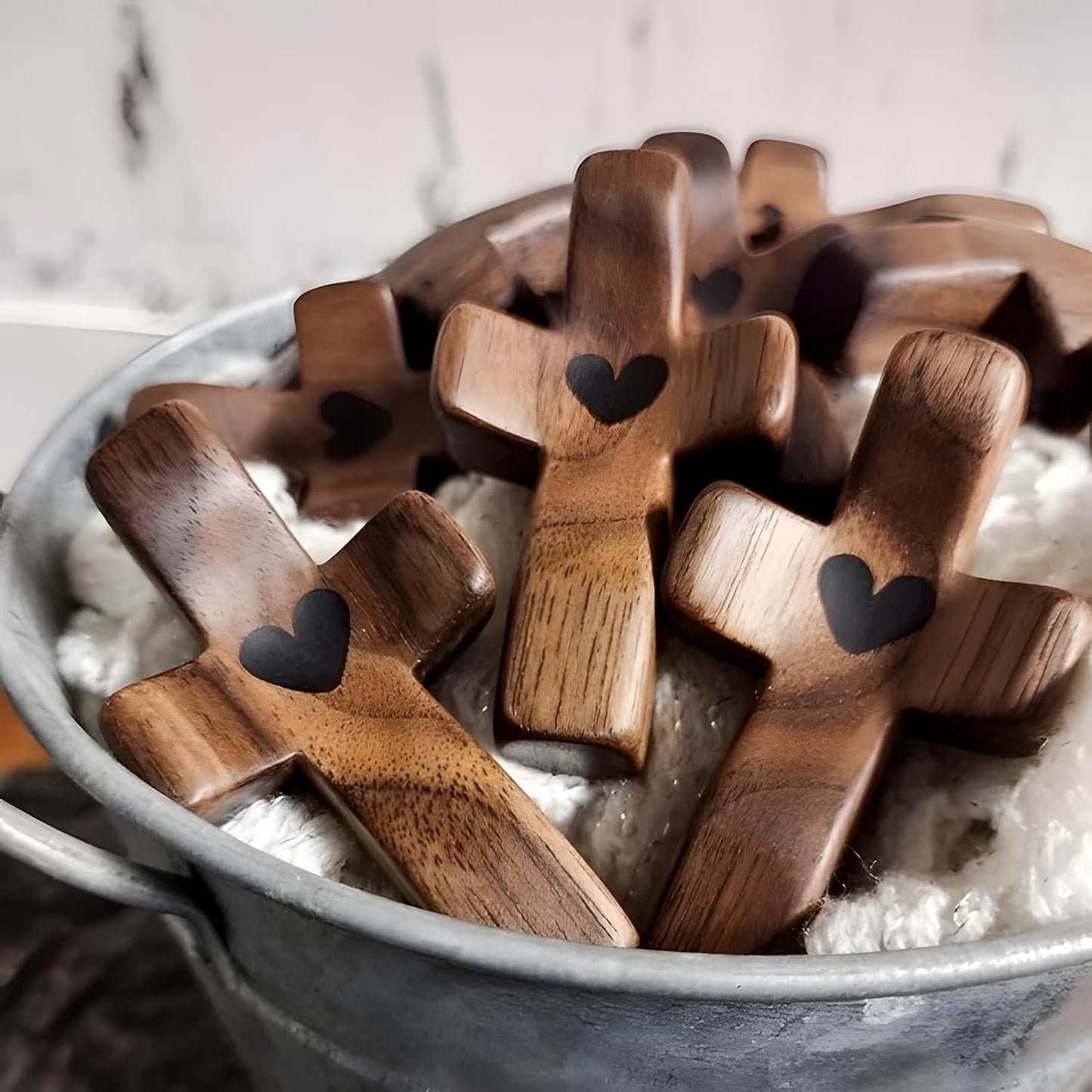 Black Cross Ornaments Set of 5 Wooden Cross Crafts Perfect Gift Idea