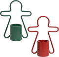 2 Pack Christmas Candles - Gingerbread & Nutcracker Shaped Candles - Arch Design - Red & Green Festive Decor - Perfect Centerpiece or Gift Idea.