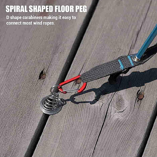 10 Pack Tent Pegs Aluminium Alloy Visgraat Shaped Windproof Octopus Tenthorns with Spring Clips Portable Rope Anchors for Camping Tents.