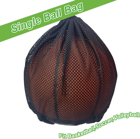 Black Crossbody Sports Ball Bag with Drawstring for Basketball Volleyball Football.