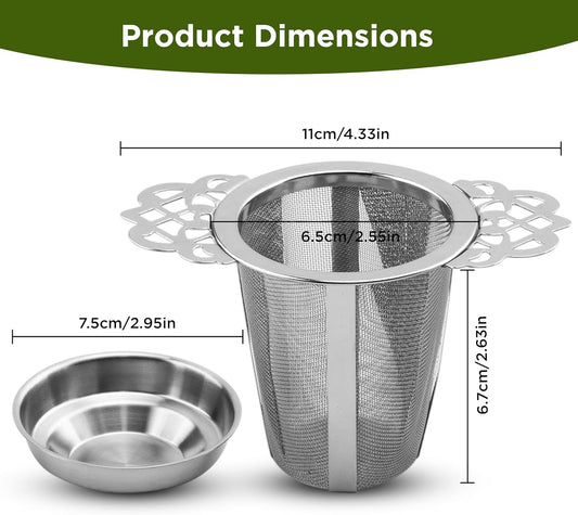 2 Pack Stainless Steel Tea Strainers for Loose Leaf Tea - Reusable Tea Filters