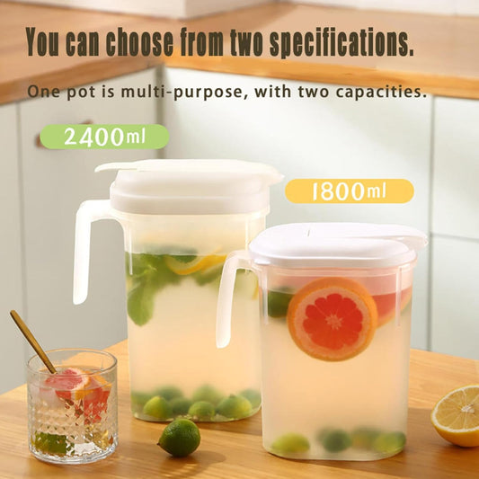 2400ml Transparent Plastic Water Jug with Lid - Large Capacity Beverage Container for Home Office Use