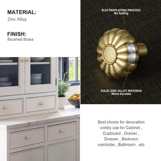 2 Pack 30mm Gold Cabinet Door Knobs Drawer Handles