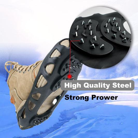 Anti-Slip Ice Spikes with 30 Teeth Strong Grip Size 41-46 Black 1 Pair.