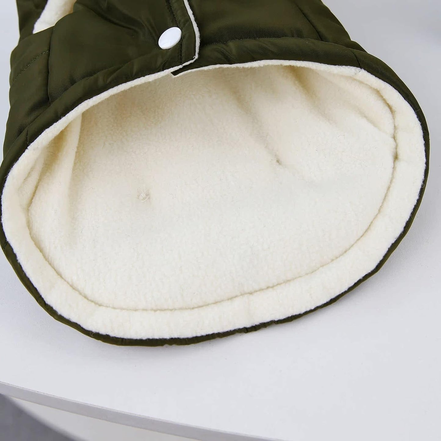Winter Warm Dog Jacket Military Green Size S for Cold Weather Protection.