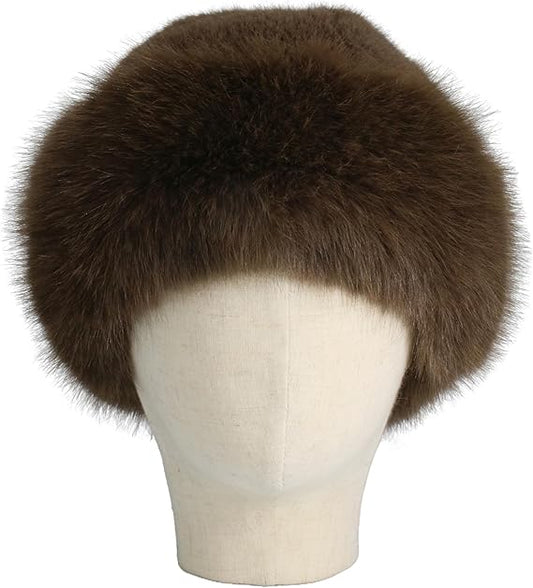 Fluffy Faux Fur Winter Hat - Soft Plush Warm Cold Weather Accessory - Brown