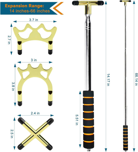 Retractable Billiards Cue Bridge Snooker Pool Bridge Stick Retractable Billiards Cue Stick Bridge with 3 Pcs Removable Bridge Head Pool Cue Table Accessories for Game, Competition