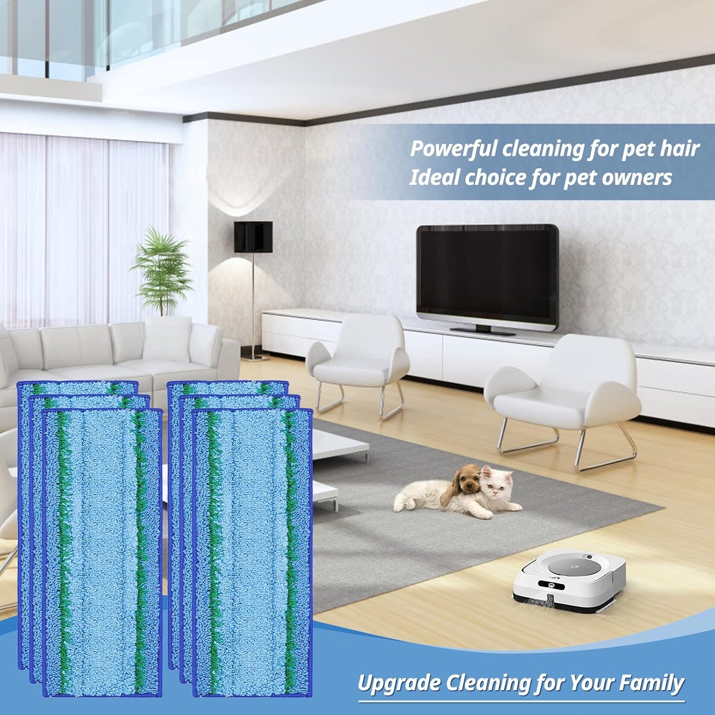 6 Pack M6 Wet Mopping Pads Washable and Reusable M6 Wet Mopping Pads Compatible with Braava Jet m6 Series (6110) (6012) (6112) (6113) Ultimate Robot Mop