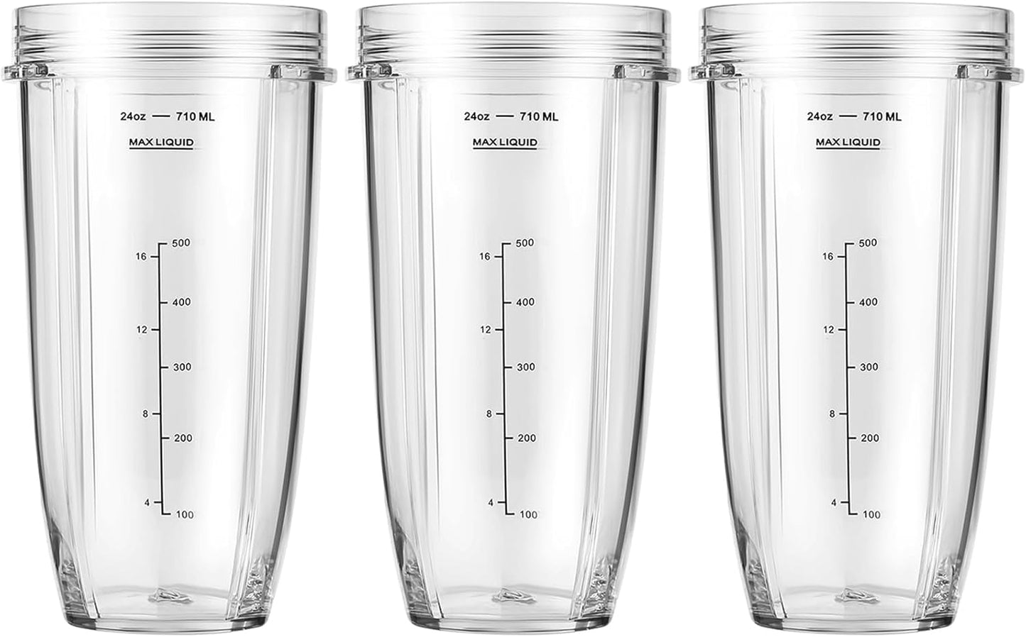 3-Pack 24oz Ninja Blender Cups, Blender Replacement Parts Compatible with Ninja Auto-iQ Series Blenders BL480 BL481 BL482 BL640 BL682 BL2012 BN801