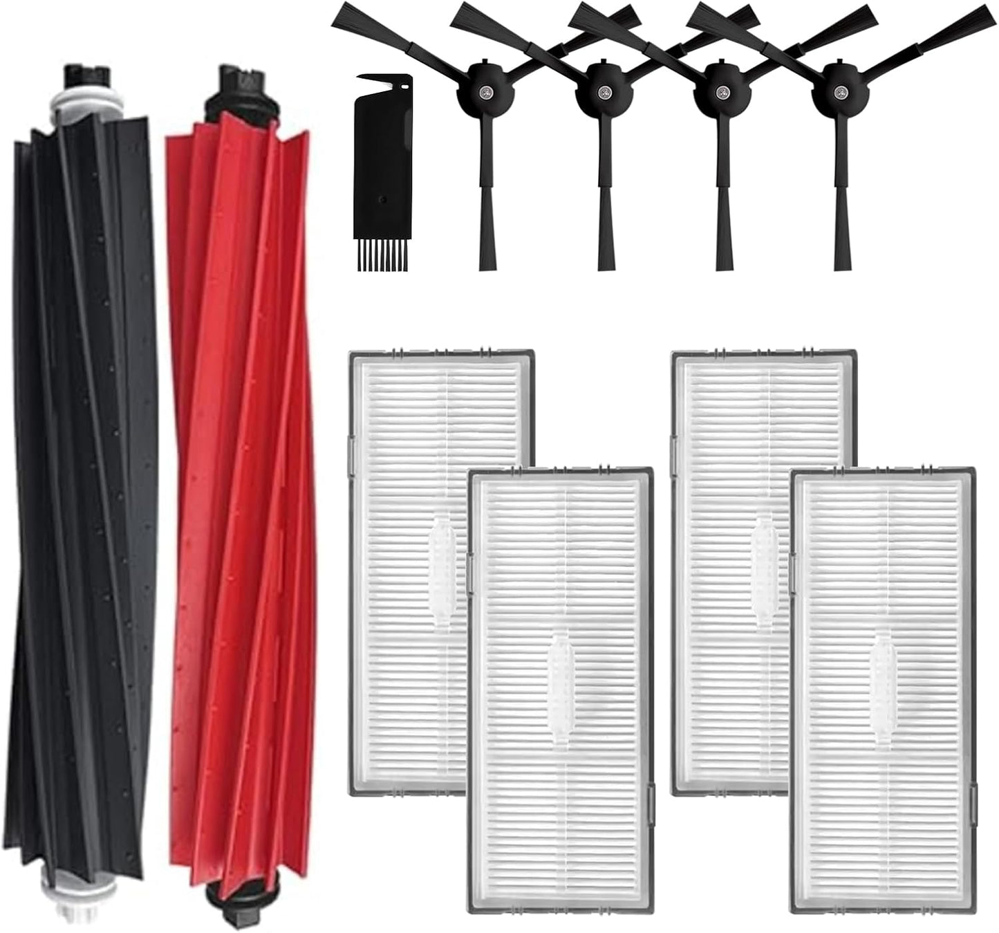 Replacement Parts Accessories Compatibale for S8 Pro Ultra / S8 / S8+ Robotic Vacuum Cleaners Include: 1 Dual Roller Main Brush 4 Side Spin Brushes 4 Hepa Filter Attachments