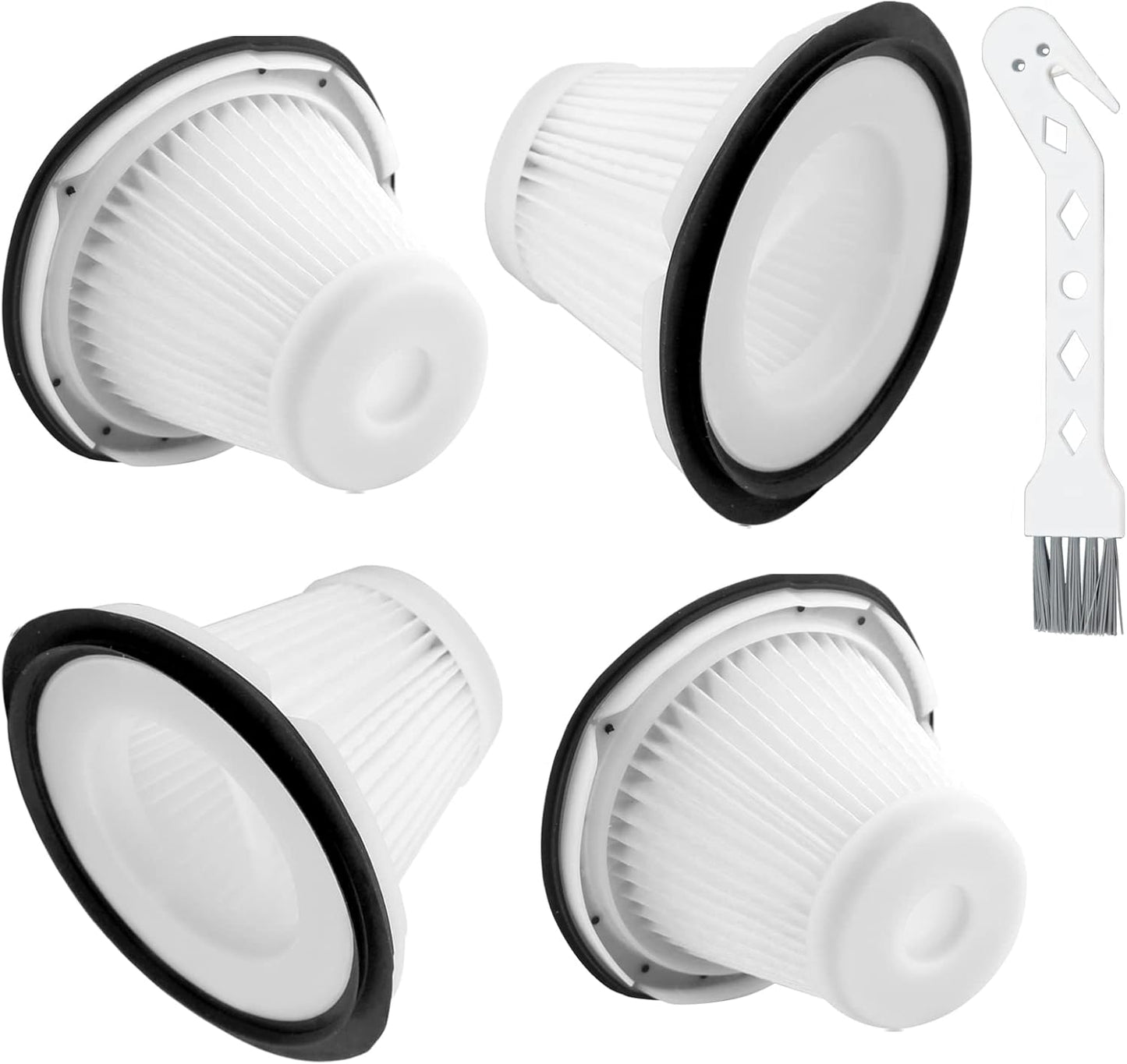 Replacement for BLACK & DECKER Hand Vacuum Filter compatible with VF200SP BDH2000SL/BDH1800S Vacs, Replace Part # 90543043-01, 4 * Black Decker vacuum filters, 1 Cleaning Brush By