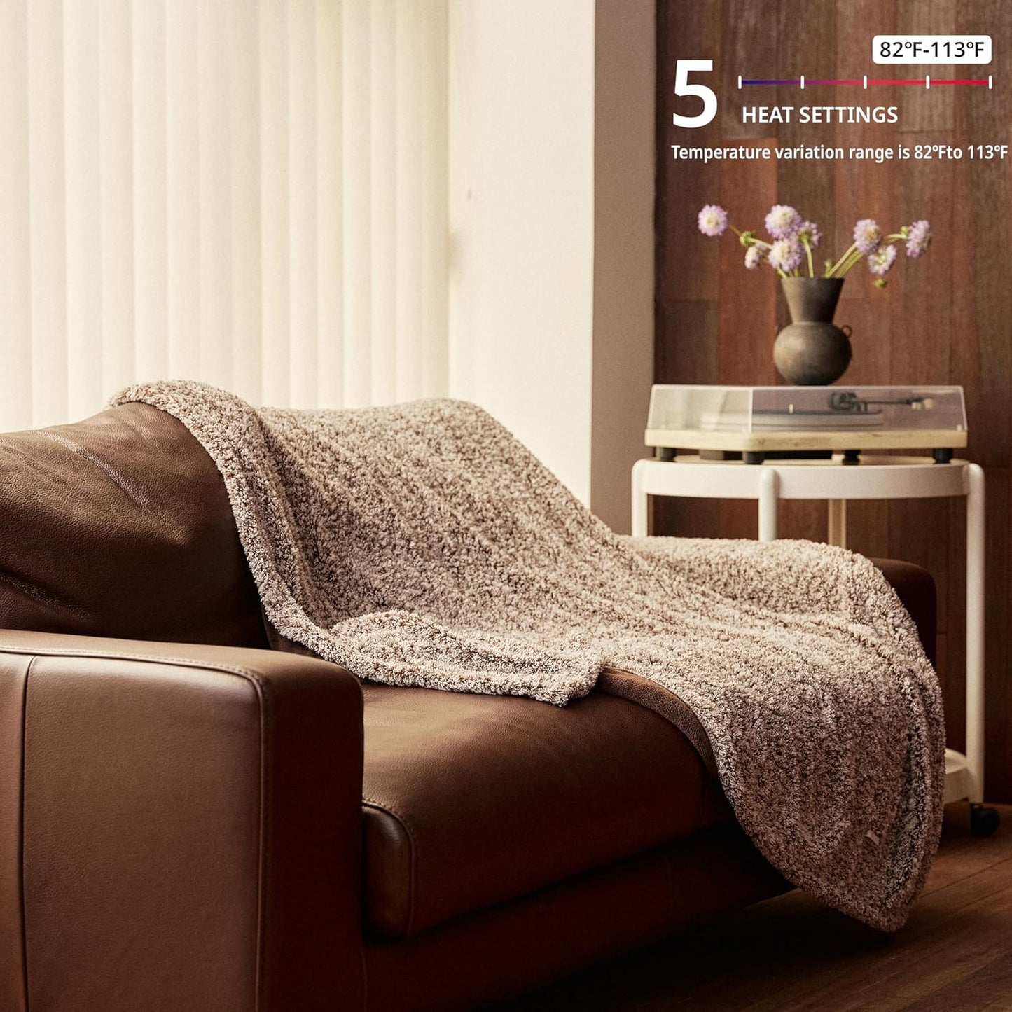 Heated Blanket Electric Throw 50" x 60" -Heated Throw Blanket with 5 Heating Levels & 3 Hours Auto Off,Machine Washable,ETL & FCC Certification,Over-Heat Protect(Racoon)