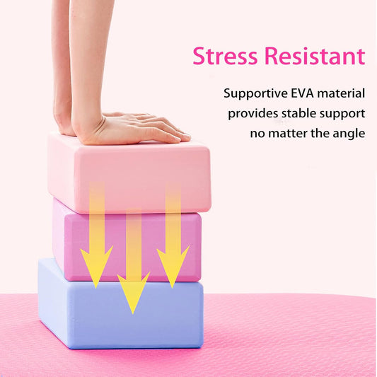 ™ Yoga Block (Set of 2) LxWxH :9"x3"x6" Supportive Latex Free EVA Foam High Density Soft Non-Slip Surface for Yoga Pilates Meditation Balance Exercise