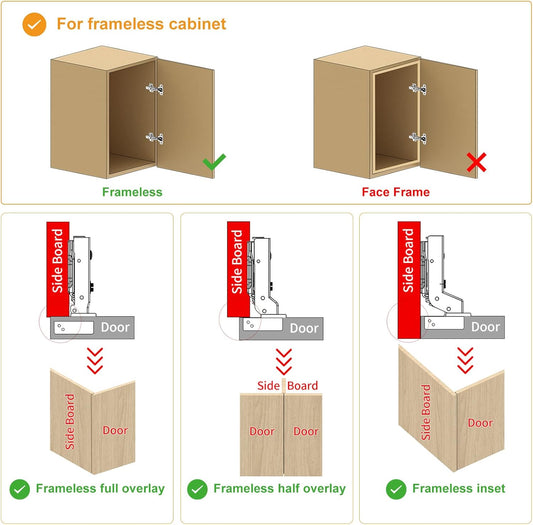 10 PCS Full Overlay Soft Close Hinges, CLIP ON Plate for Easy Installation, 105 Degree, Silent Hydraulic, Frameless European Concealed Hinges for Kitchen Cabinet Door, Wardrobes, and Bookcases