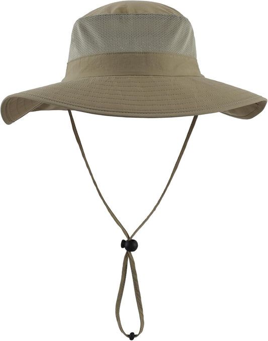 Outdoor UPF50+ Mesh Sun Hat Wide Brim Fishing Hat with Neck Flap Sun Hat for Men Women