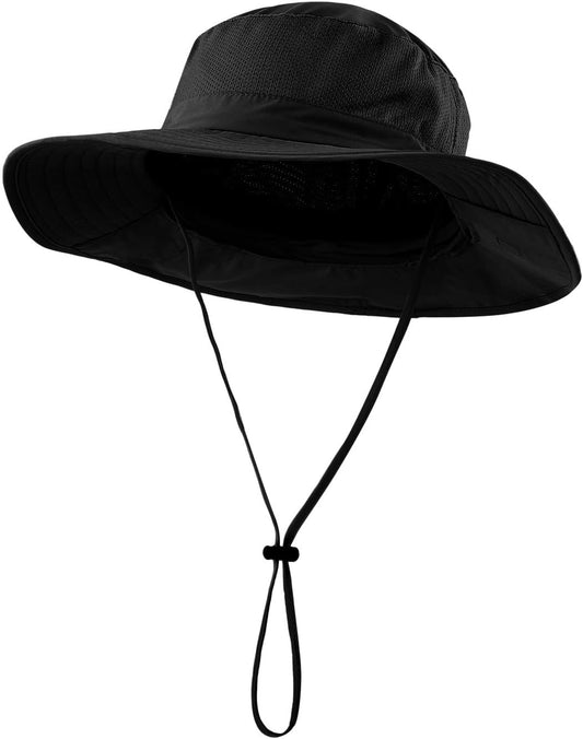 Outdoor UPF50+ Mesh Sun Hat Wide Brim Fishing Hat with Neck Flap Sun Hat for Men Women