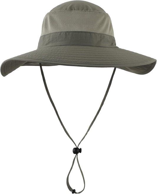 Outdoor UPF50+ Mesh Sun Hat Wide Brim Fishing Hat with Neck Flap Sun Hat for Men Women