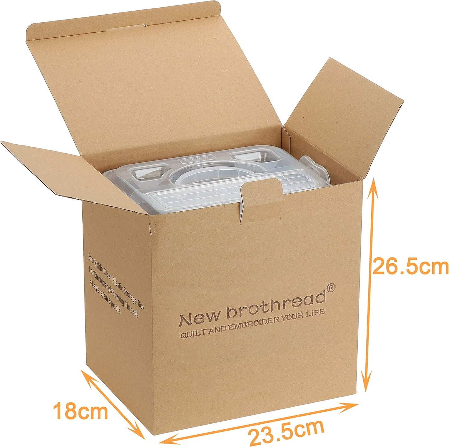 4 Layers Stackable Clear Storage Box/Organizer for Holding 80 Spools Home Embroidery & Sewing Thread (Spool Size Requirement: Height≤2.2"/5.6CM; Width≤1.69"/4.3CM)