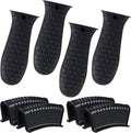 8 Pcs Silicone Pot Holders Set Cast Iron Handle Cover Heat Resistant Pot Handle Covers Potholder Non Slip Reusable Pan Sleeve for Frying Pan Kitchen Supplies(Black)