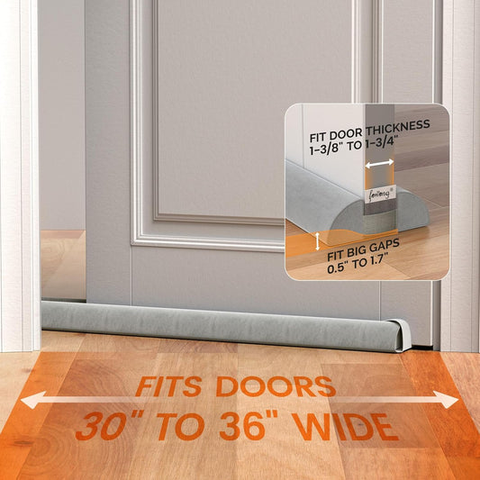 Door Draft Stopper 36" Adjustable Under Door Draft Stopper Soundproofing 30 Inch to 36 Inch Triangle Noise Blocker Seal Large Gap up to 1.7", Easy to Install Grey
