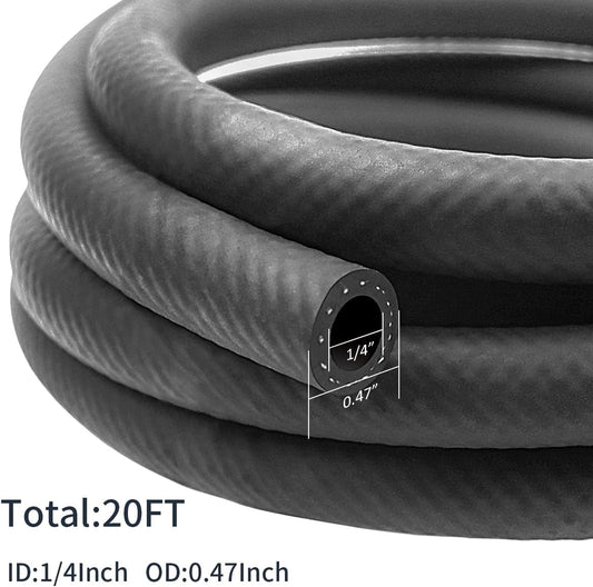 1/4 Inch ID NBR Rubber Hose, 20 Feet Fuel Hose Line Transfer Hose for Small Engine Black