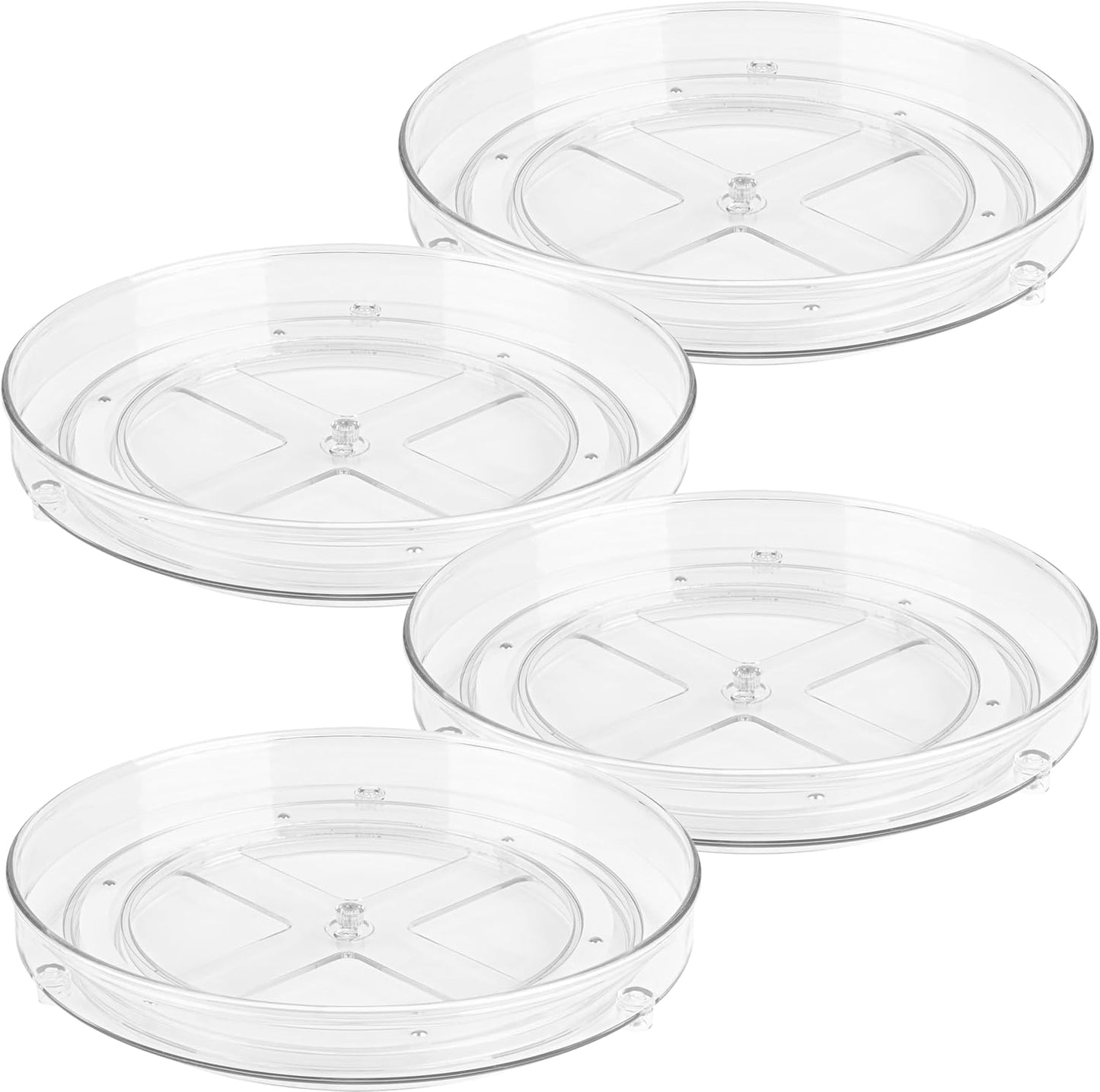 Clear Lazy Susan Turntable Organizer (Pack of 4) 9 Inch Acrylic Rotating Storage for Cabinet, Pantry, Fridge, Bathroom, and Vanity Countertops