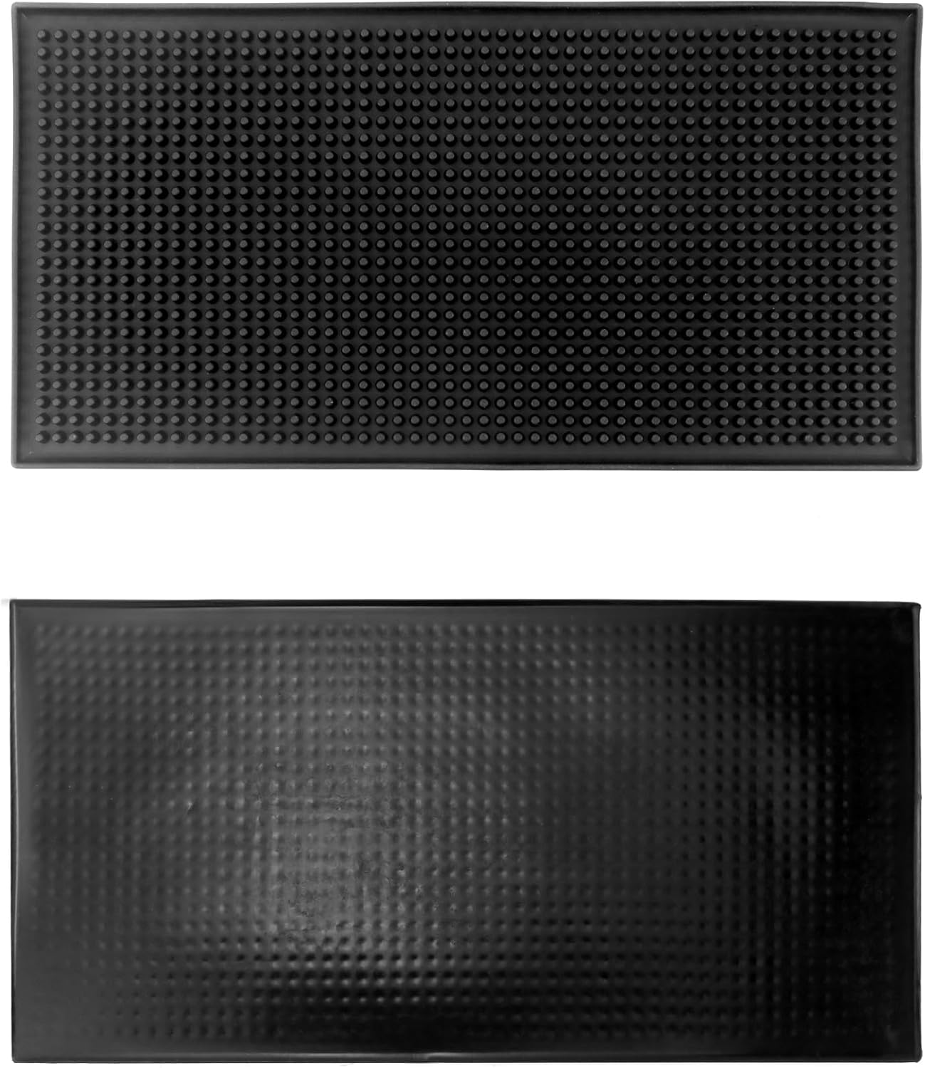 12"x6" Black Rubber Bar Mat – 6 Pack Non-Slip Drainage Pad for Coffee Stations, Home Bars & Kitchens