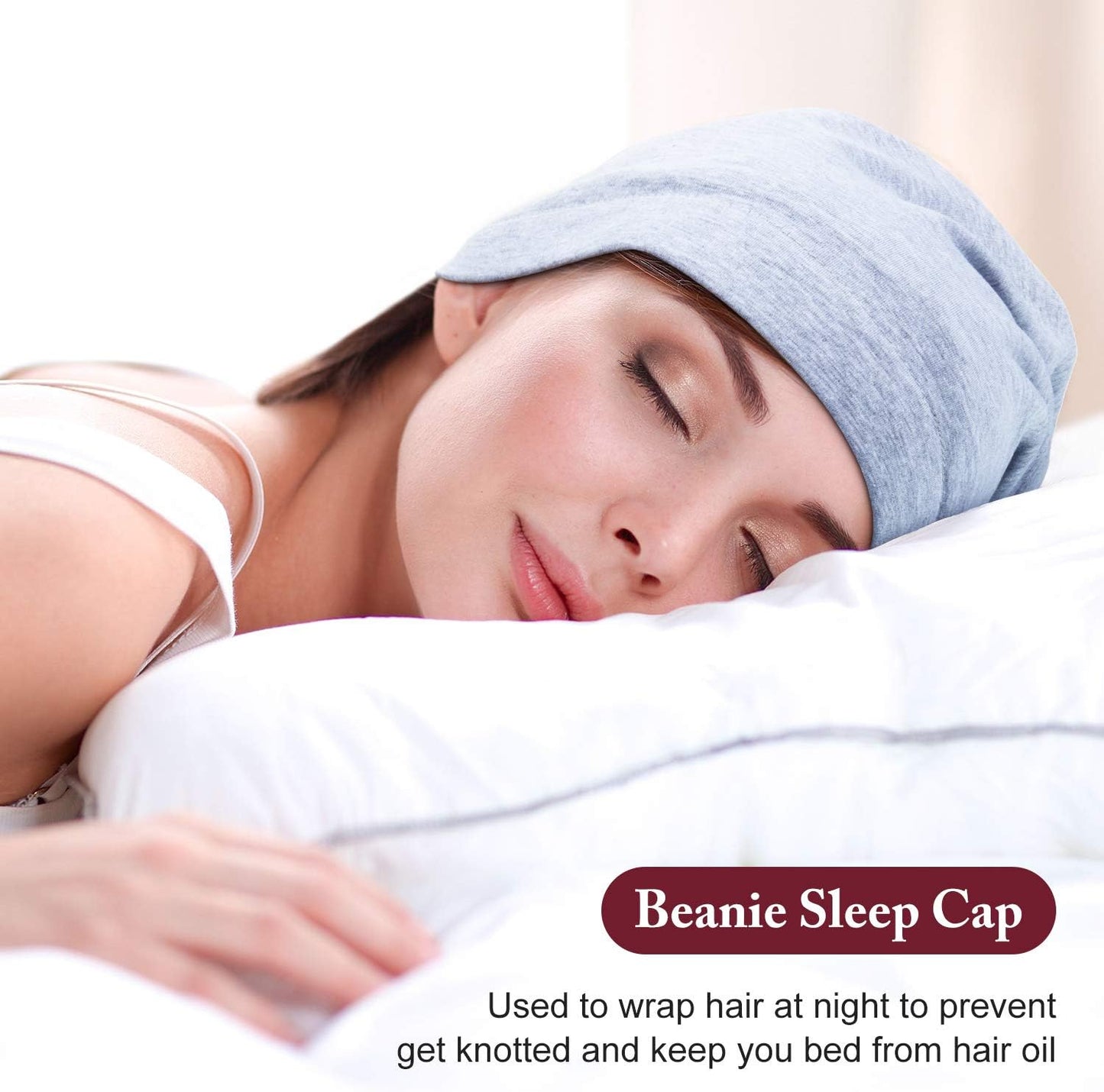 6 Pieces Satin Lined Sleep Cap Slouchy Skull Beanie Hat Night Hair Cap Headwear Head Wrap for Curly Hair Women Girl