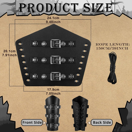 2 Pcs Halloween Faux Leather Arm Guards Medieval Belt Leather Buckle Bracers Viking Renaissance Accessories Costume