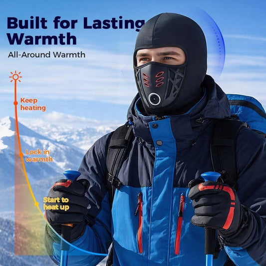 Winter Windproof Thermal Fleece Face Mask, 2026 Fleece Motorcycle Thermal Full Face Mask for Cycling Outdoor Sports