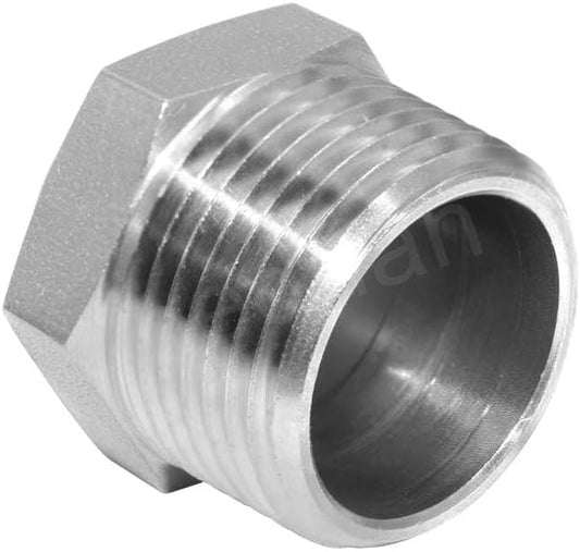 316 Stainless Steel Air Pneumatic Mufflers 1/2 NPT Male Thread Sintered Exhaust Muffler Silencer Flat (Pack of 2)