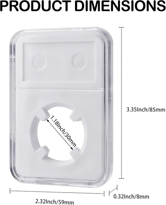10 Packs 30mm Coin Slab Display Holder, Storage Case for JFK Half Dollar, Clear Acrylic Cases for Coin Organize and Collection, Four-Point Fixation Coin Slab Capsules Protector