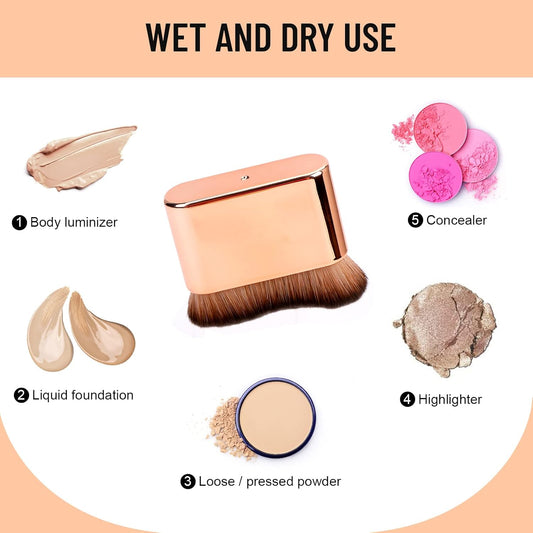 Self Tanner Brush & Kabuki Brush Set for Body - Self Tanning Applicator, Body Bronzer Brush for Fake Tan, Sunscreen, Makeup - Face & Body Foundation Brush