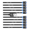 Magnetic Charging Cable 10pcs,Just Short USB Cables No Magnetic Charging Tips,[0.6~0.8ft/20~25cm,2.4 A Max) i Style Nylon Braid Cord,Compatibility Charger Station/Mobile Power&More Devices (Black)