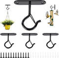 Heavy Duty Ceiling Hooks for Hanging Plants and String Lights, 2.36 Inch Plant Hook with Safety Latch, Ceiling Hanging Hook for Bird Feeders and Lanterns, Indoor Outdoor Use 40 lbs (Black, 6 Pcs)