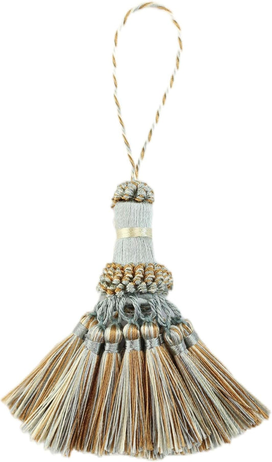 Elegant Polyester Tassel Handmade Colorful Craft Tassels Charms for Key Chain Straps DIY Accessories (Blue, 4 Pack)